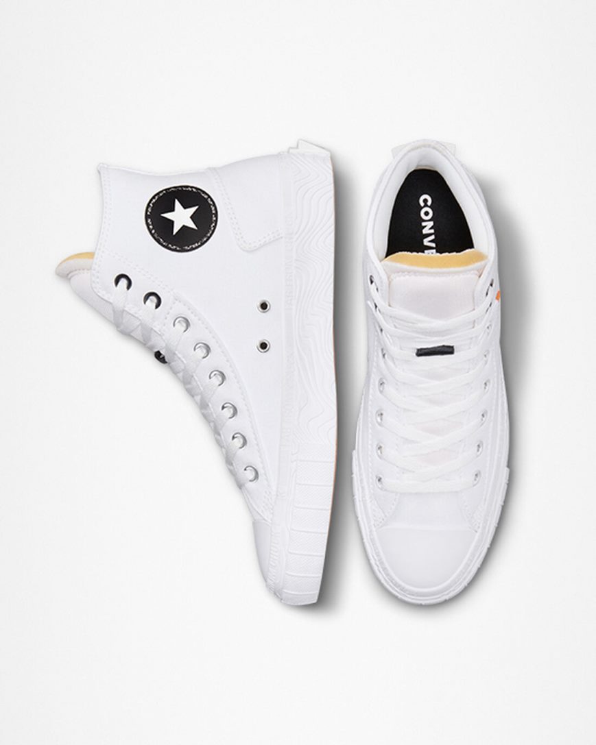 Tenisi Inalti Barbati Converse Chuck Taylor Alt Star Panza Albi Negrii Albi | RO GOTFU473